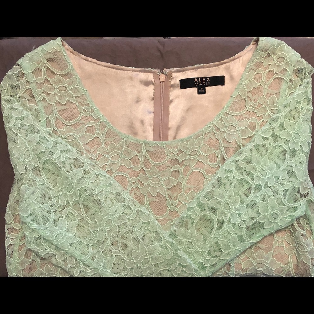 Mint green long sleeved lace dress